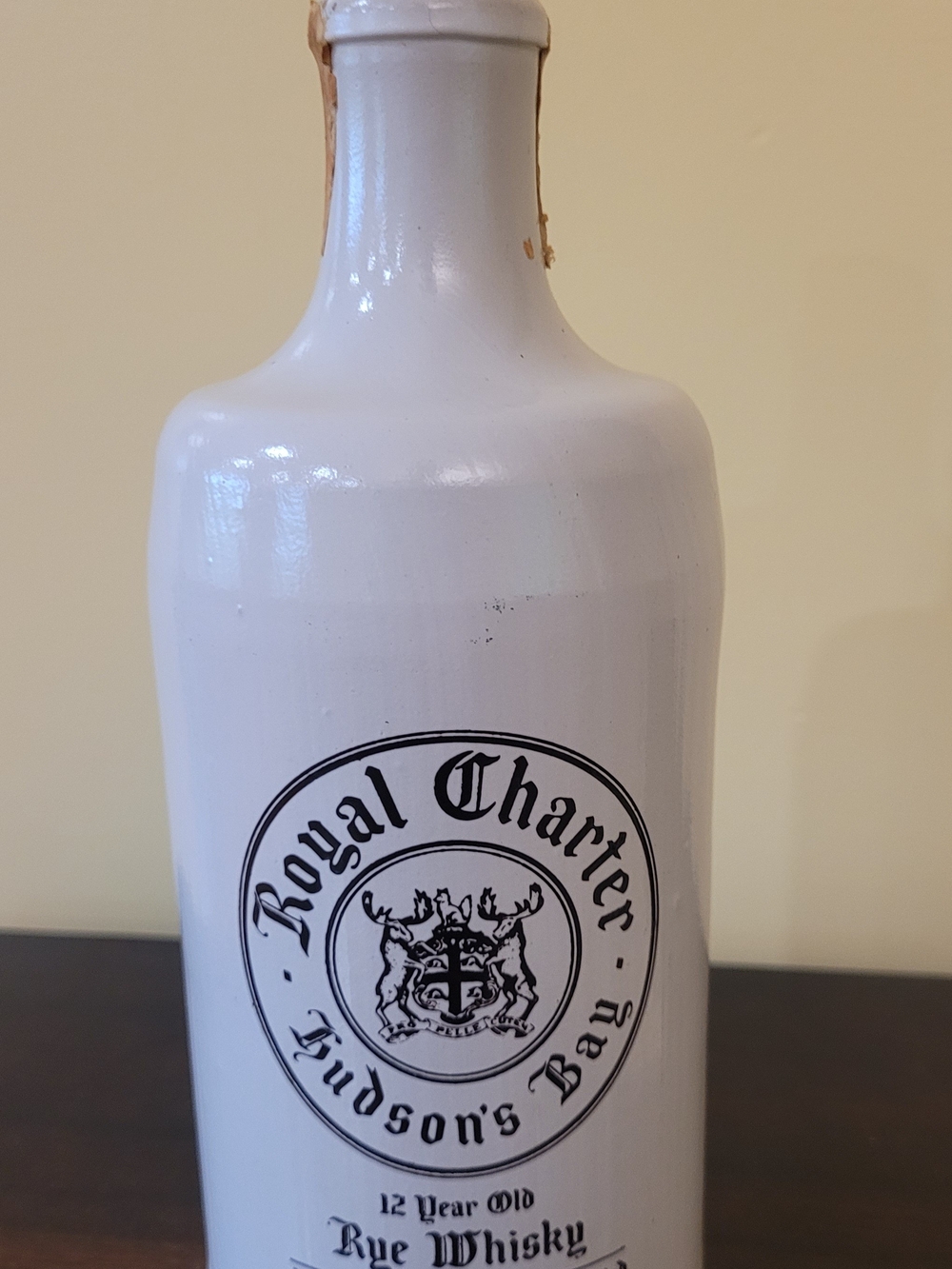 *Empty* Ceramic Hudson's Bay Stoneware Rye Whisky Bottle